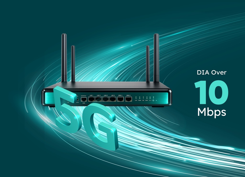 الإنترنت المخصص (DIA) عبر شبكة 5G بسرعة 10 ميجابت في الثانية